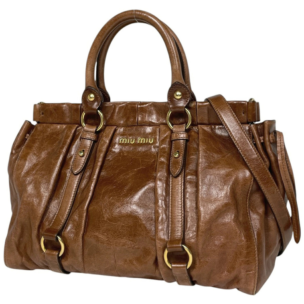 Miu Miu 2way Shoulder Bag Leather Brown